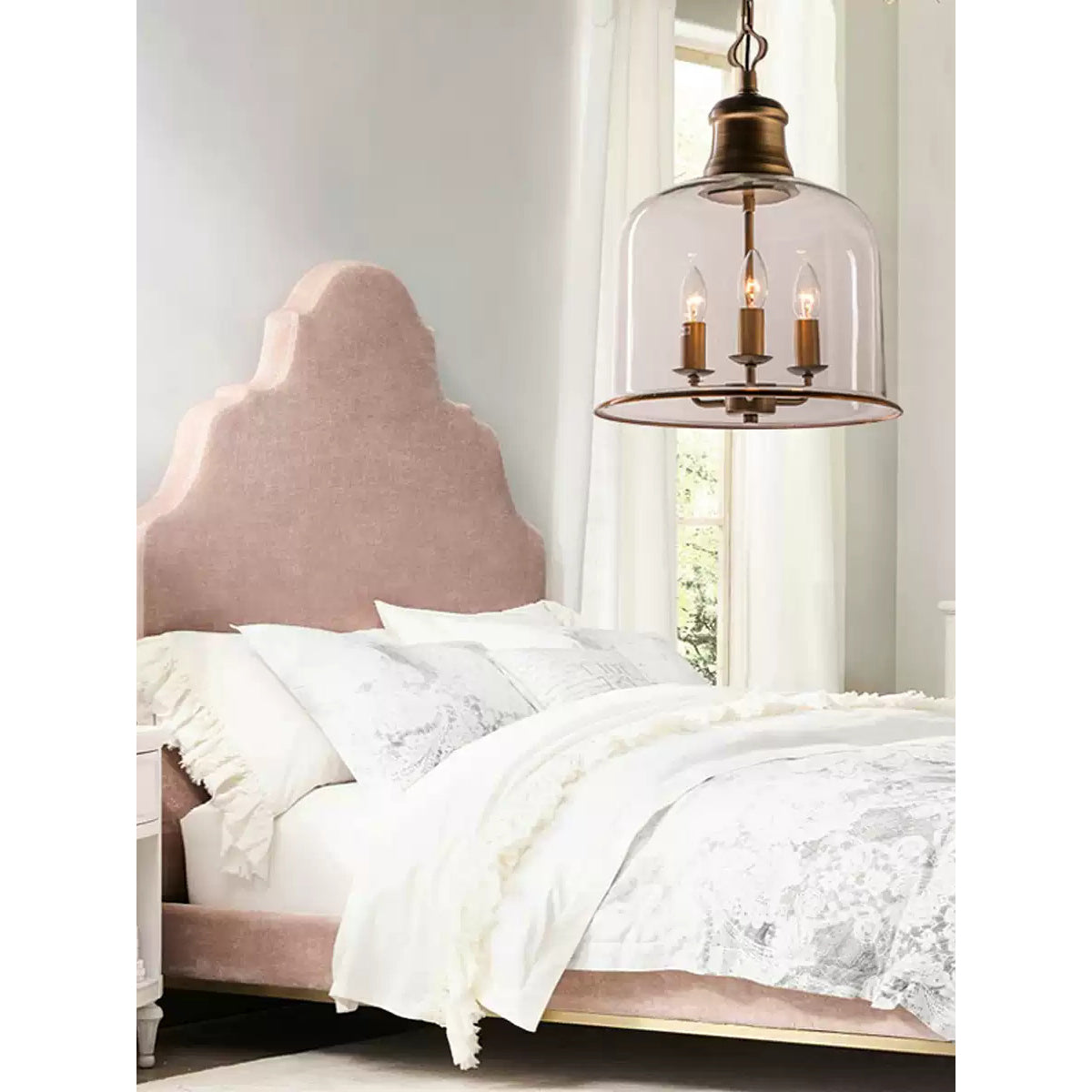 Sysolion Vintage Elegance Metal Glass Pendant Lamp - Lamp Copper