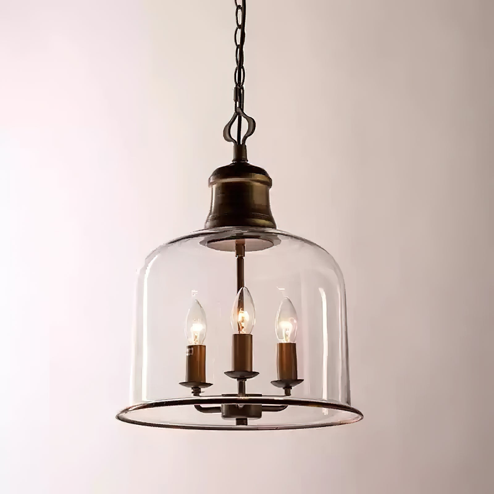 Sysolion Vintage Elegance Metal Glass Pendant Lamp - Lamp Copper