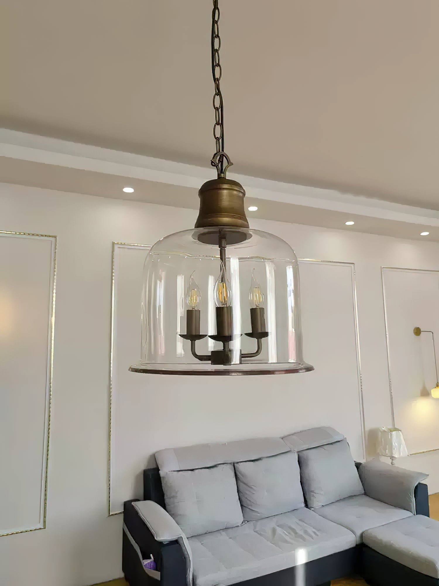 Sysolion Vintage Elegance Metal Glass Pendant Lamp - Lamp Copper