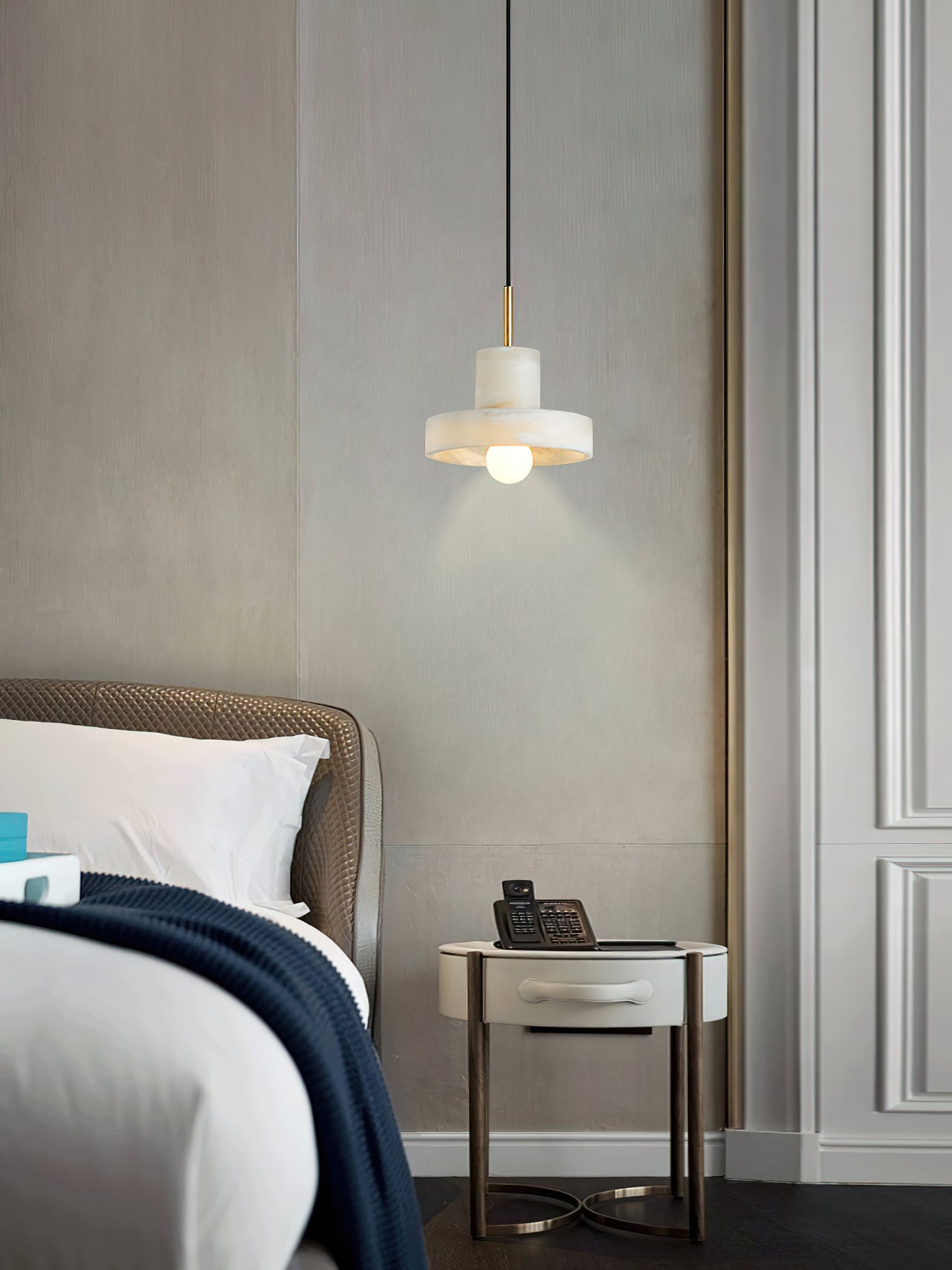 Cavelen Modern Minimalist Brass Alabaster Pendant Lamp - Lamp Copper