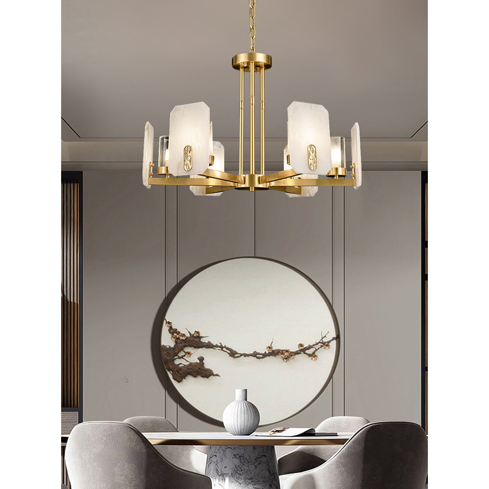 Aursorion Postmodern Luxury Brass Alabaster Chandelier - Lamp Copper