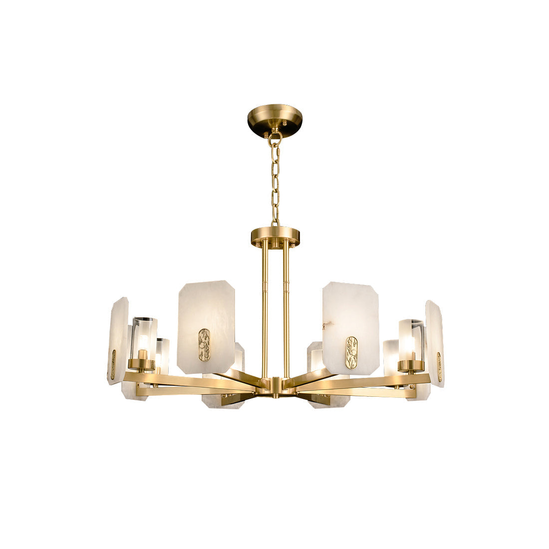 Aursorion Postmodern Luxury Brass Alabaster Chandelier - Lamp Copper