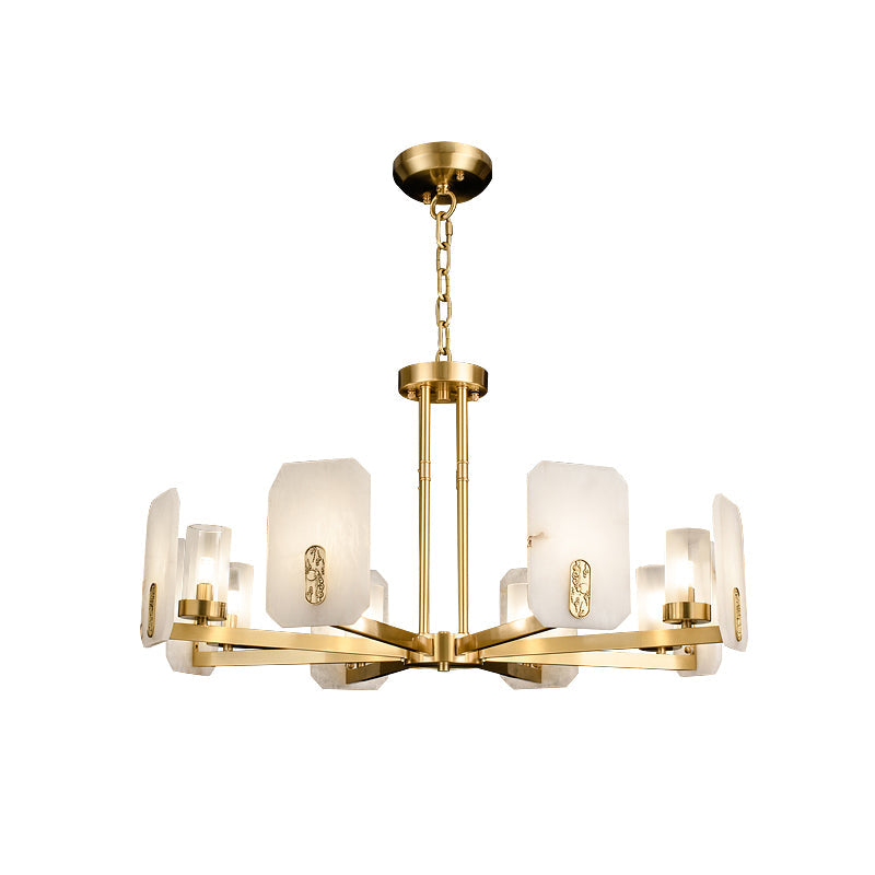 Aursorion Postmodern Luxury Brass Alabaster Chandelier - Lamp Copper