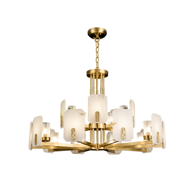 Aursorion Postmodern Luxury Brass Alabaster Chandelier - Lamp Copper