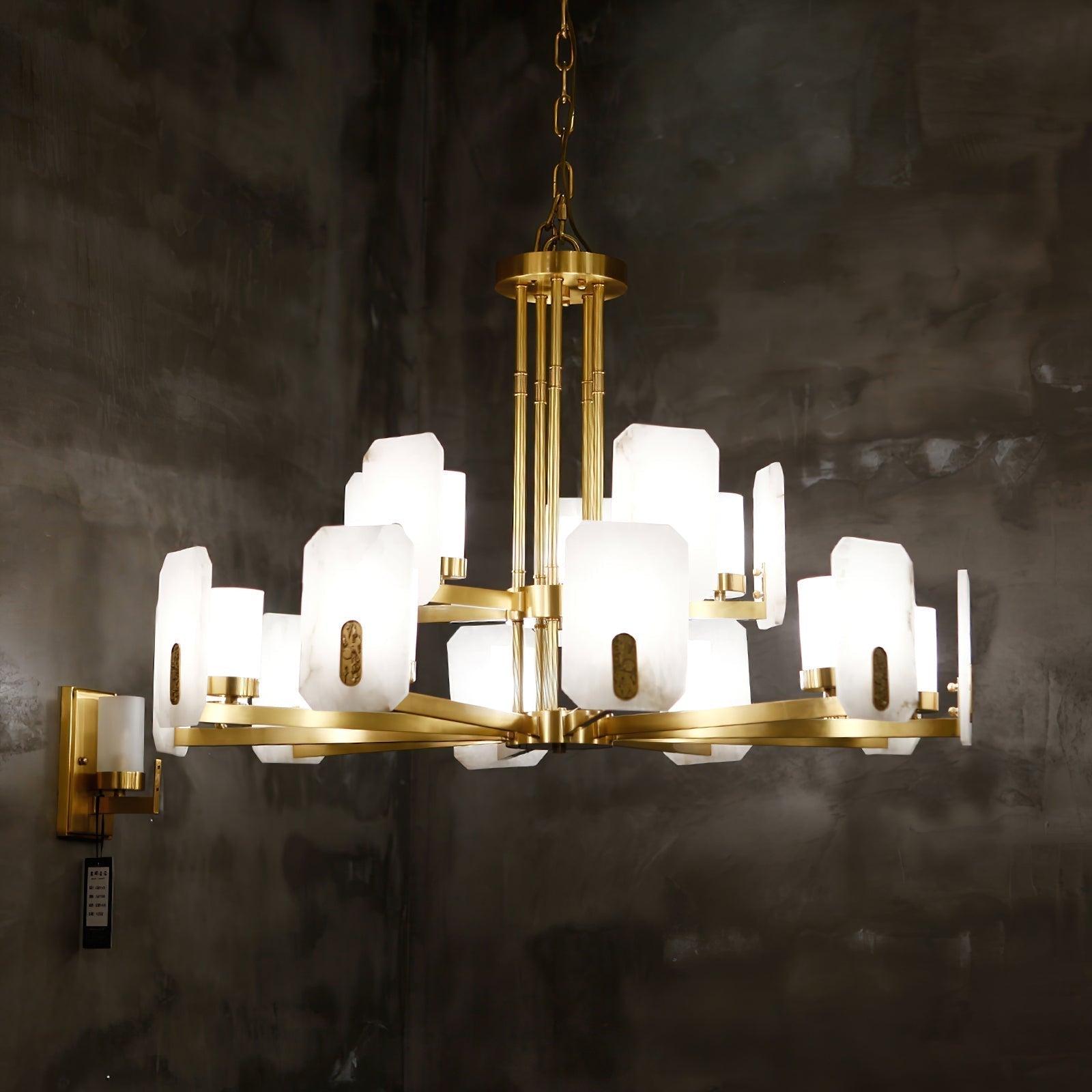 Aursorion Postmodern Luxury Brass Alabaster Chandelier - Lamp Copper