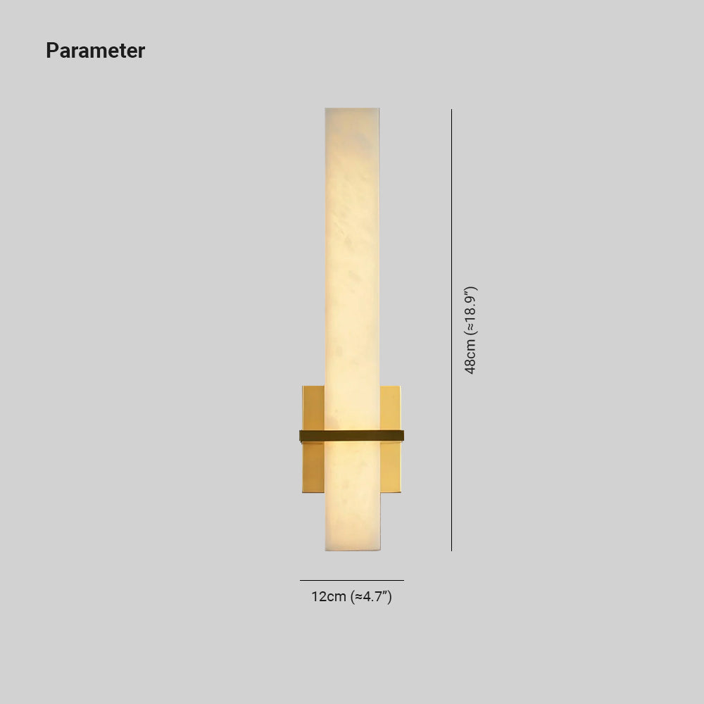 Ritta  Wall Lamp   White Alabaster Brass  Modern Cuboid