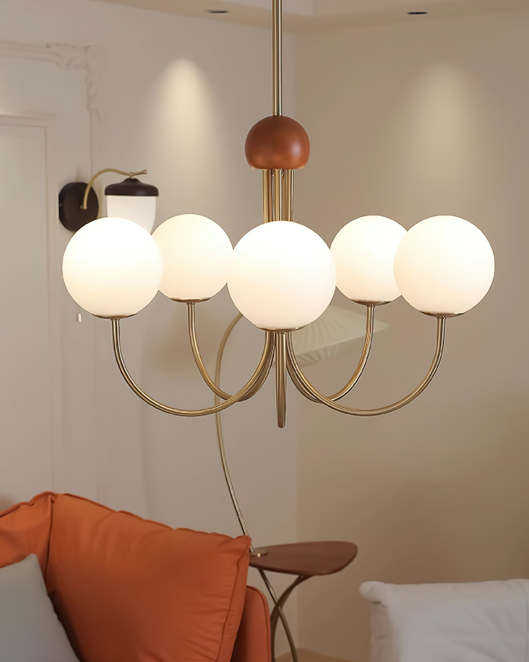 Candil Modern Brass and Globe Glass Chandelier - Letslighting