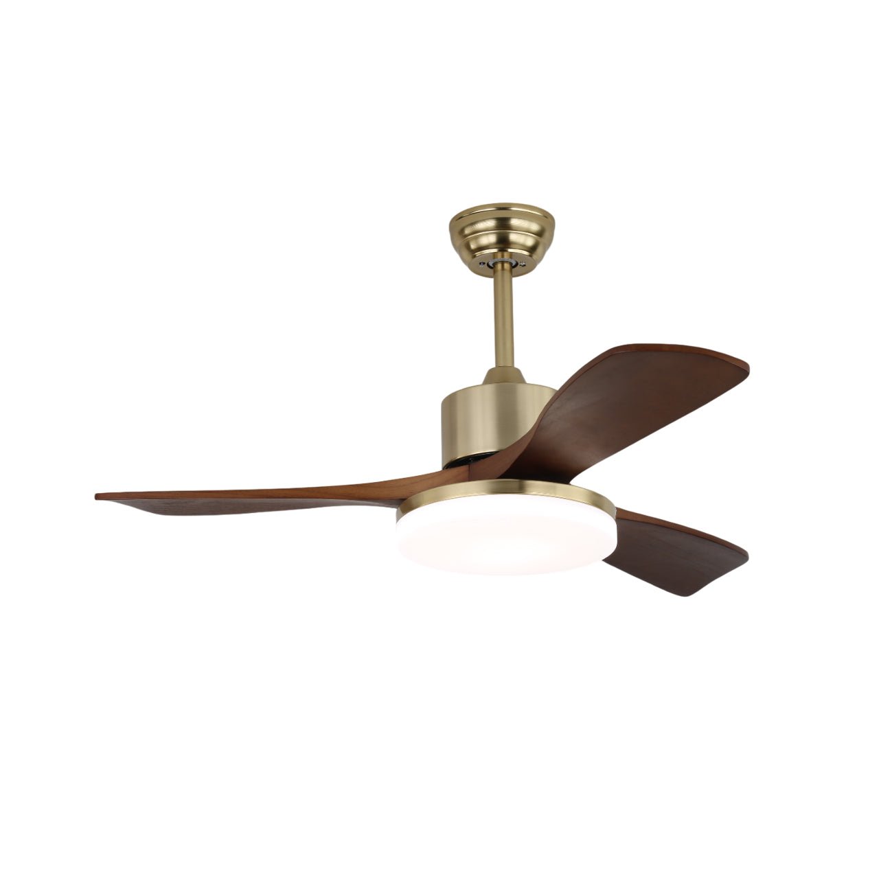 Ventilador de Techo con Lámpara Selora de Latón y Madera