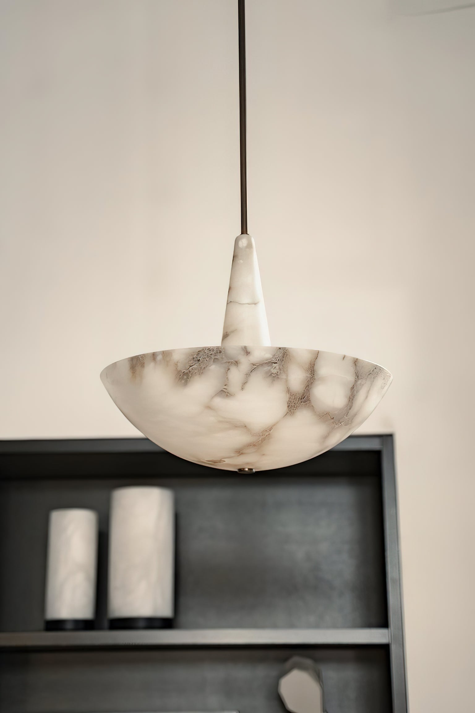 Nysilos Premium Nordic Alabaster Metal Pendant Lamp - Lamp Copper