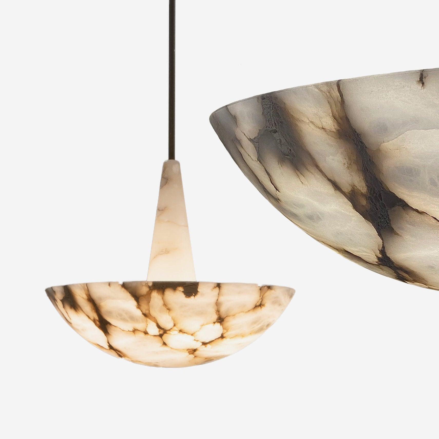 Nysilos Premium Nordic Alabaster Metal Pendant Lamp - Lamp Copper