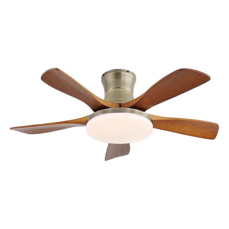 Ventilador de Techo con Lámpara Elara Moderno de Latón y Madera