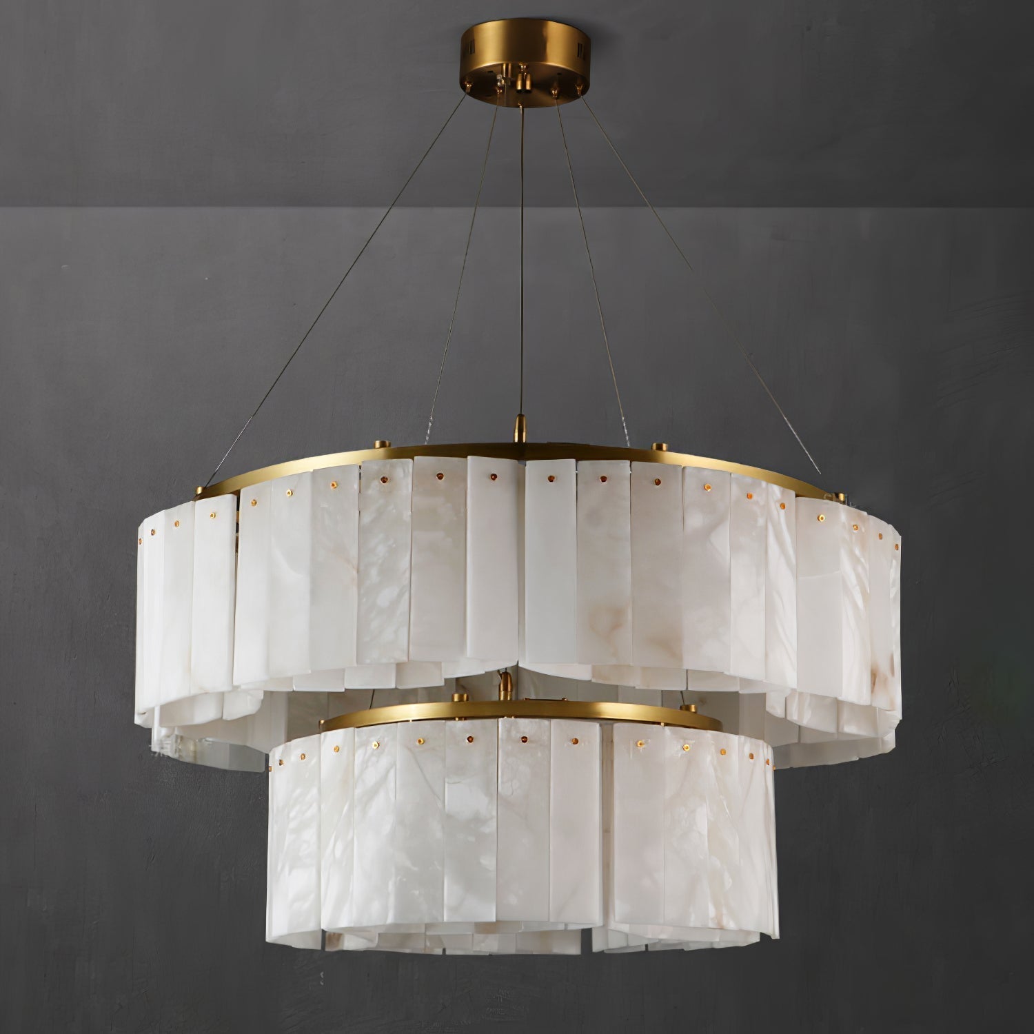 Ilveliel Double Tier Alabaster Pendant Light Chandelier - Letslighting