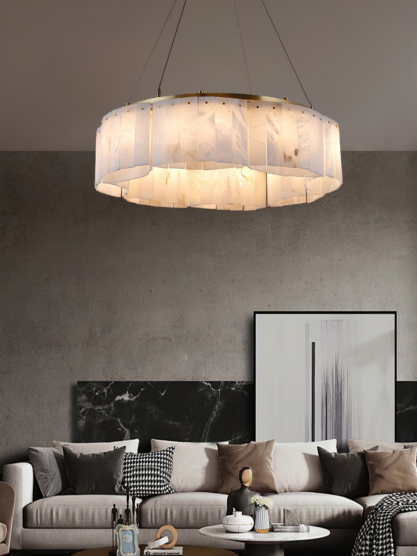 Ilveliel Double Tier Alabaster Pendant Light Chandelier - Letslighting