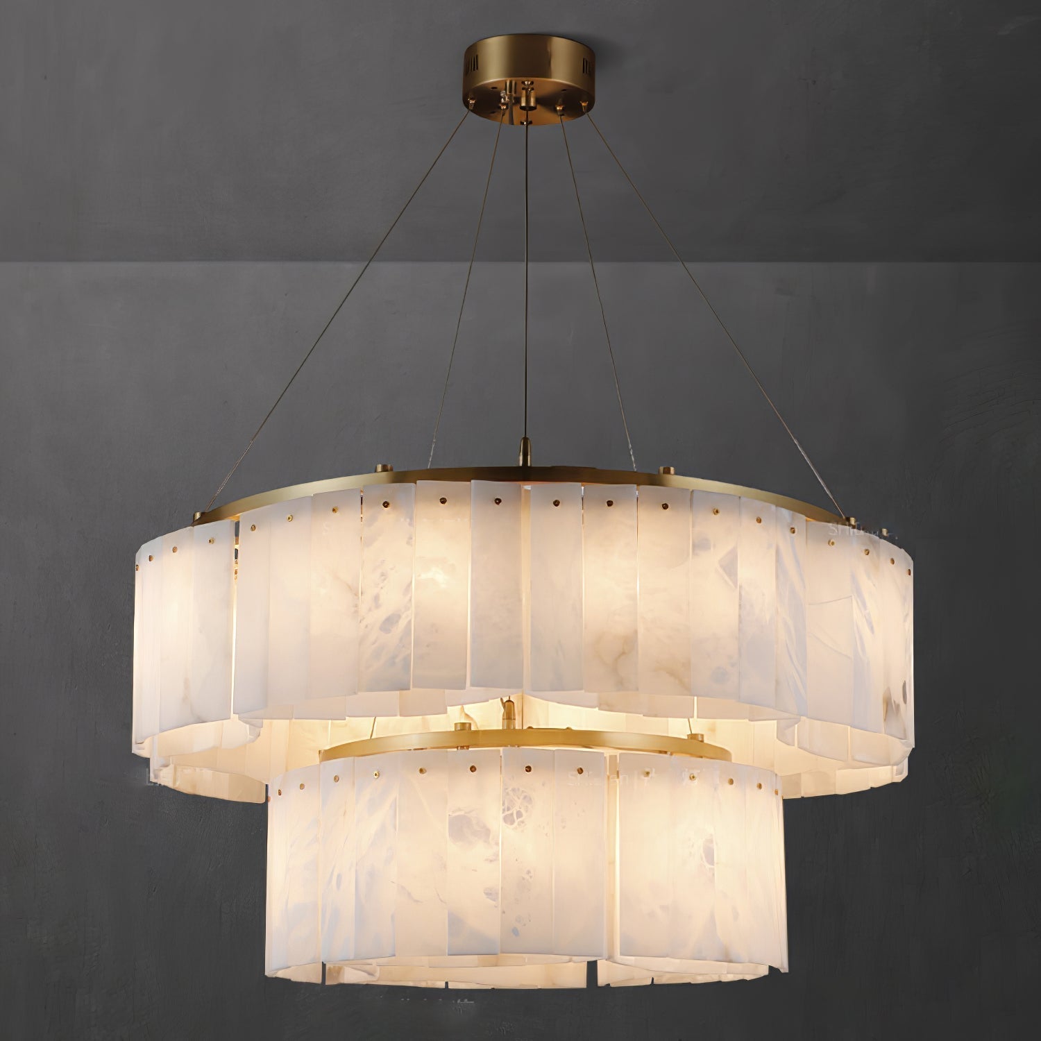 Ilveliel Double Tier Alabaster Pendant Light Chandelier - Letslighting