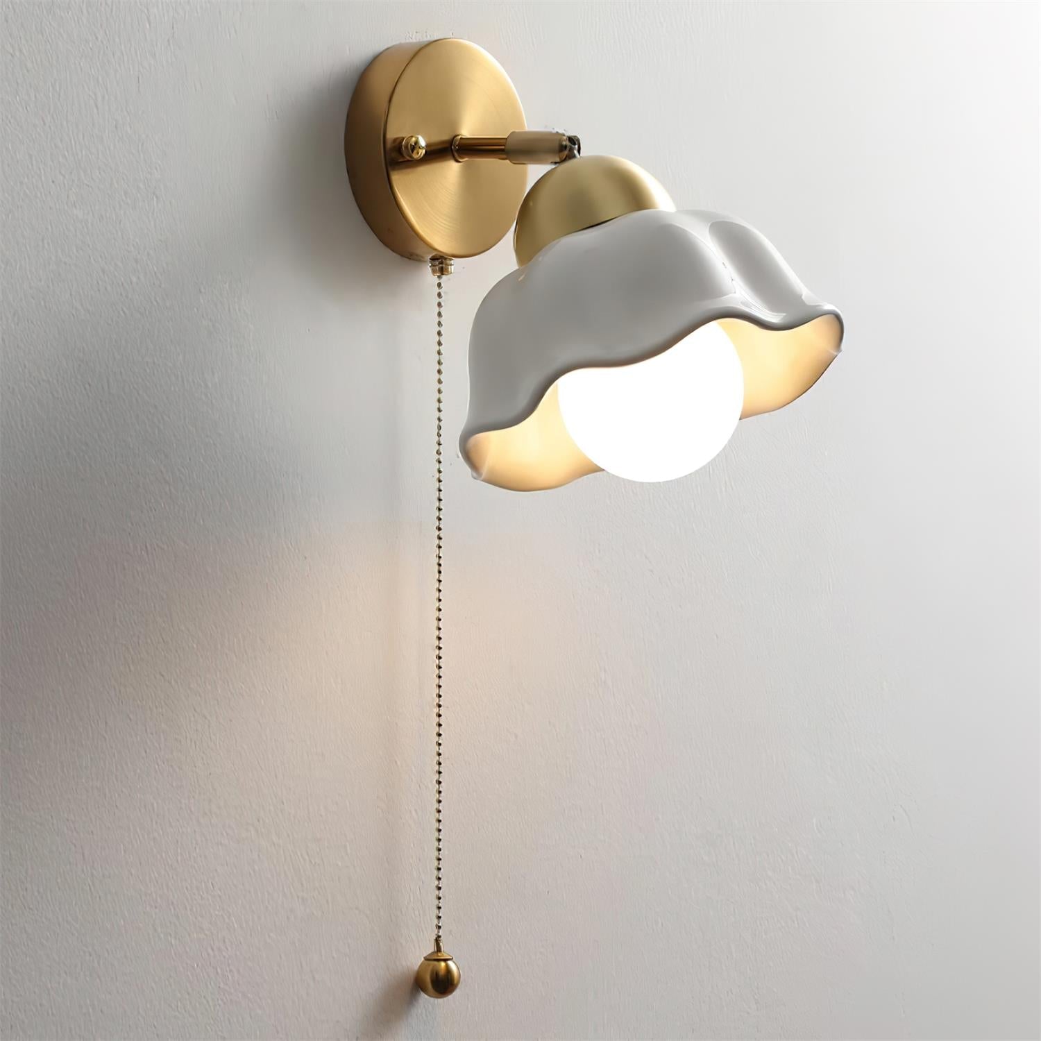 Wall Lamp Brass and Ceramic Wavy Shade Globe Accent Retro Artistic - Letslighting