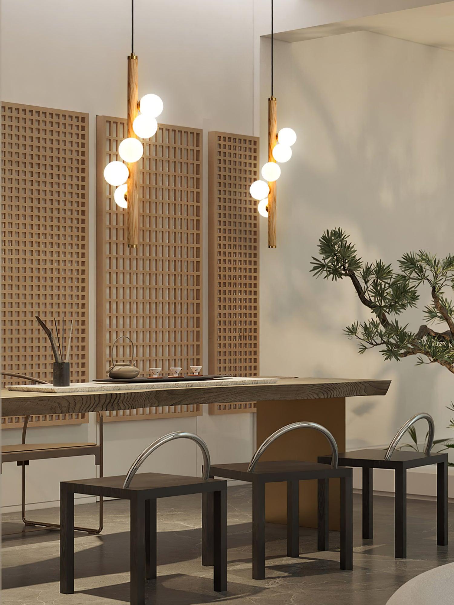 Vertical Orb Timber Pendant Lamp - Letslighting