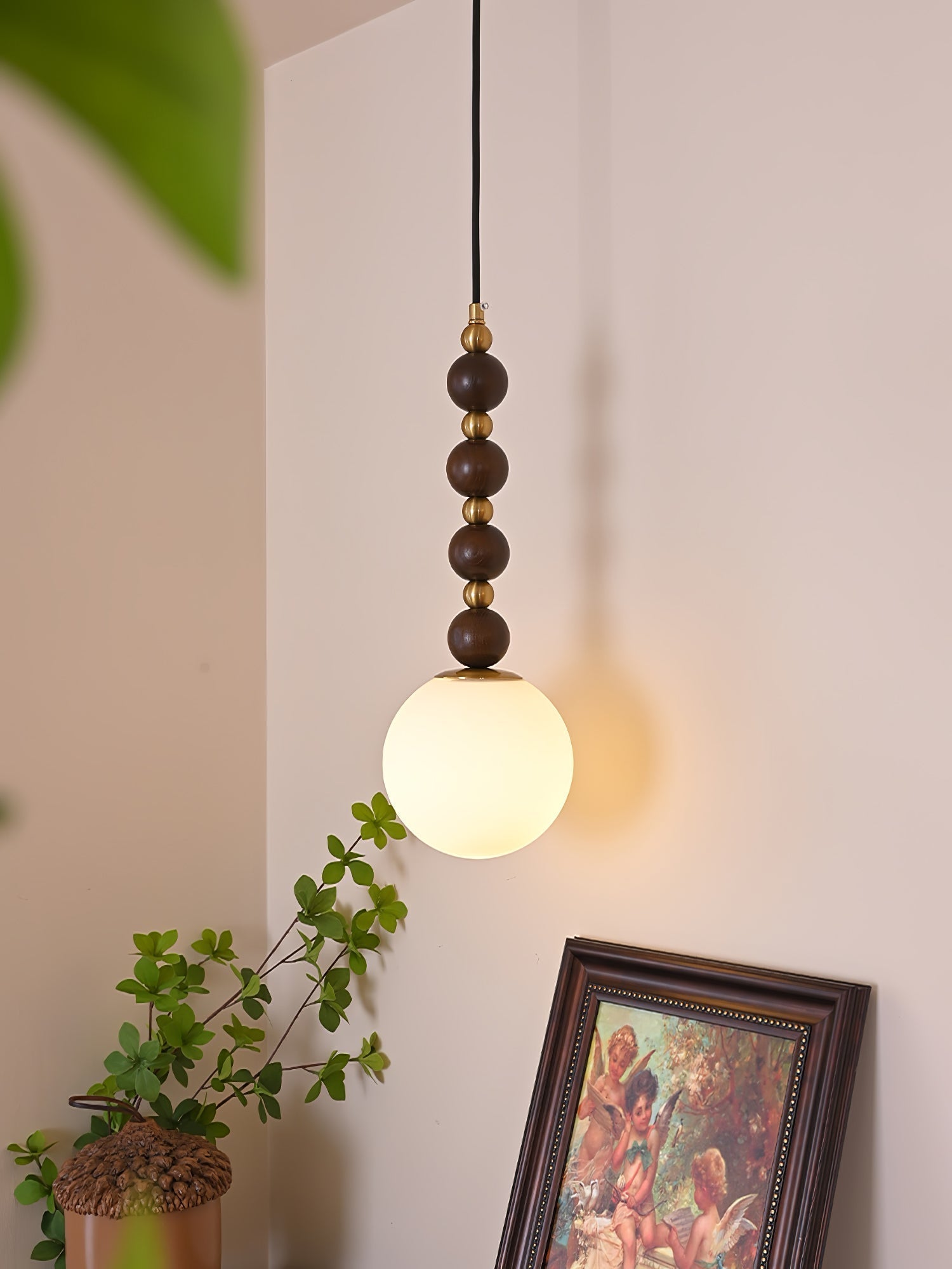 Vertical Walnut Balls Pendant Lamp - Letslighting