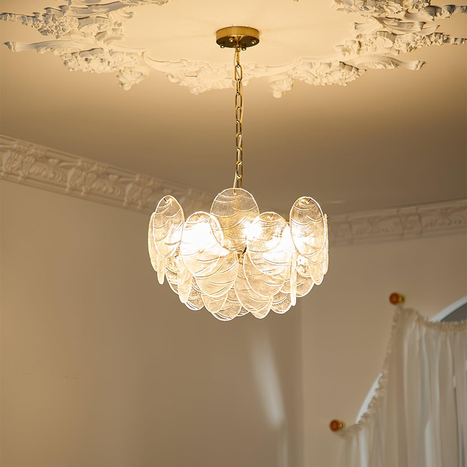 Chandelier Glass Discs Metal Frame Gold Finish Victorian - Letslighting