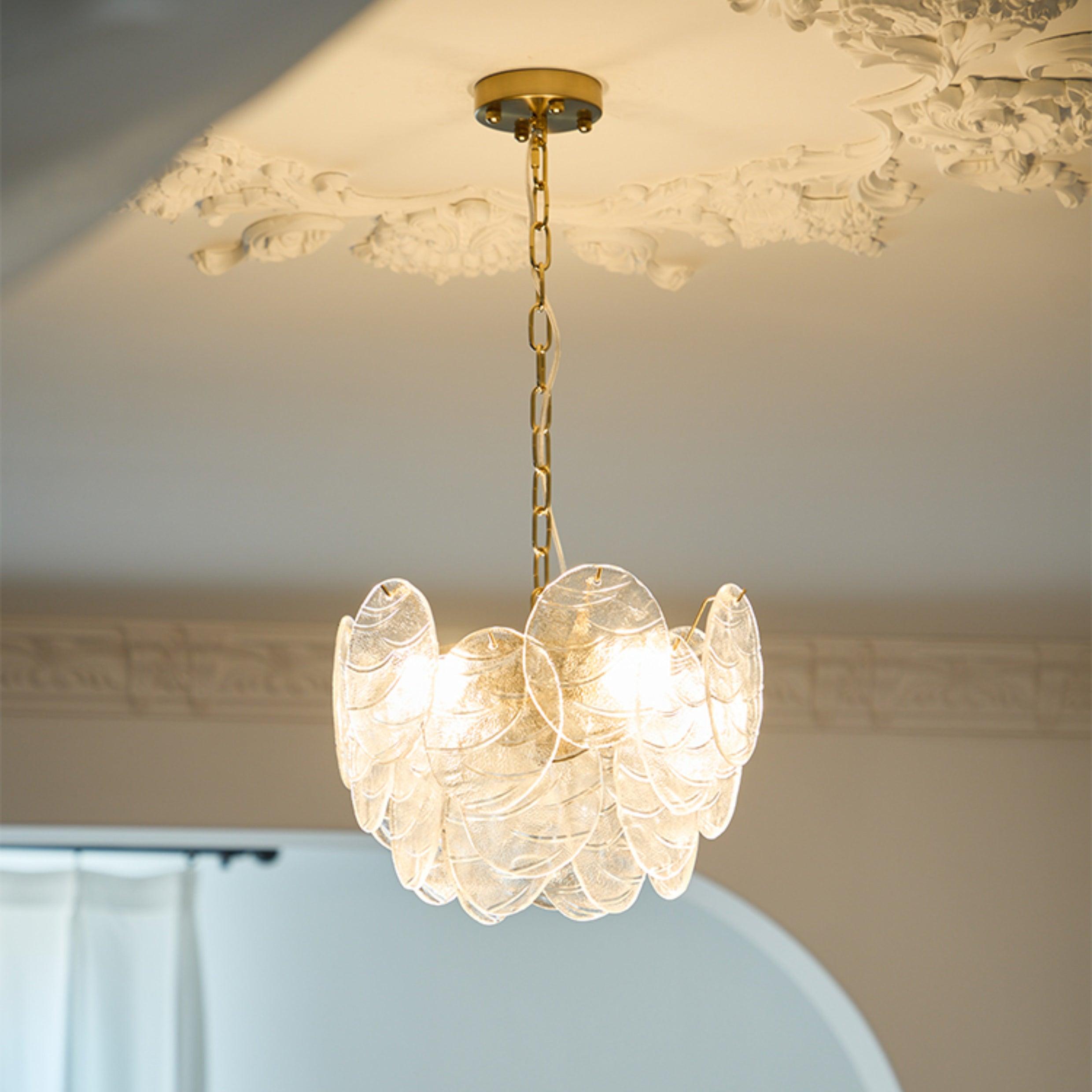Chandelier Glass Discs Metal Frame Gold Finish Victorian - Letslighting