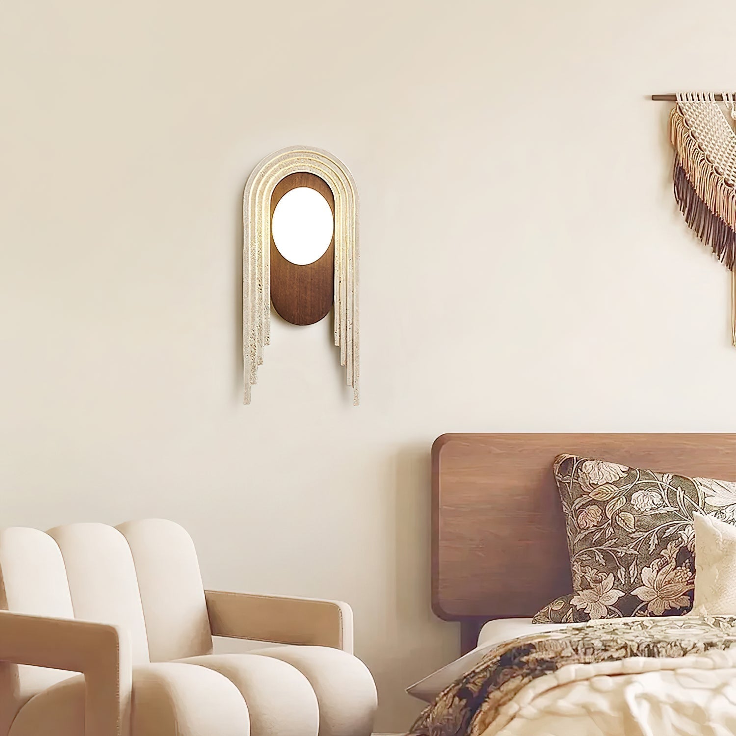 Uloryra Arch-Frame Travertine Wall Light - Letslighting