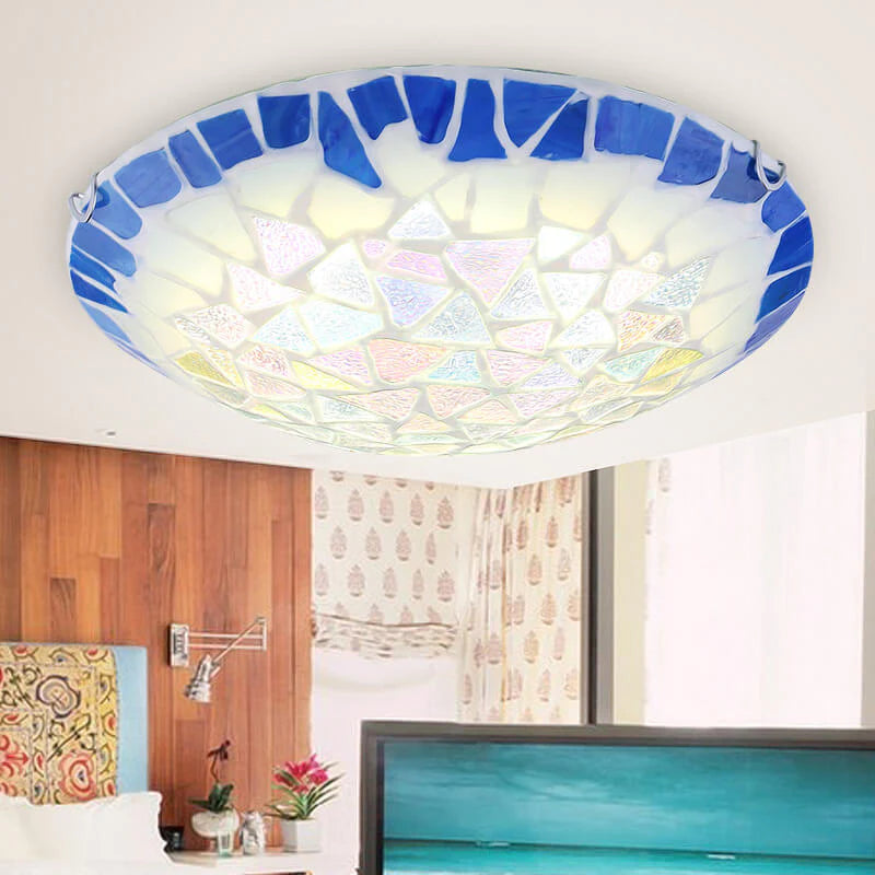 Tiffany Vintage Plafón Metal/Vidrio Blanco Dormitorio/Salón/Estudio
