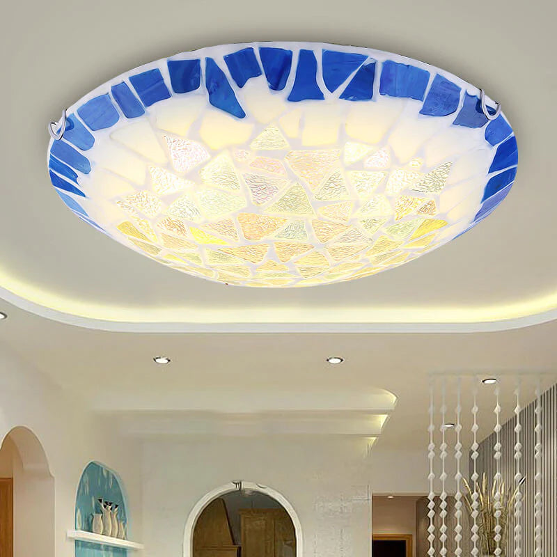Tiffany Vintage Plafón Metal/Vidrio Blanco Dormitorio/Salón/Estudio