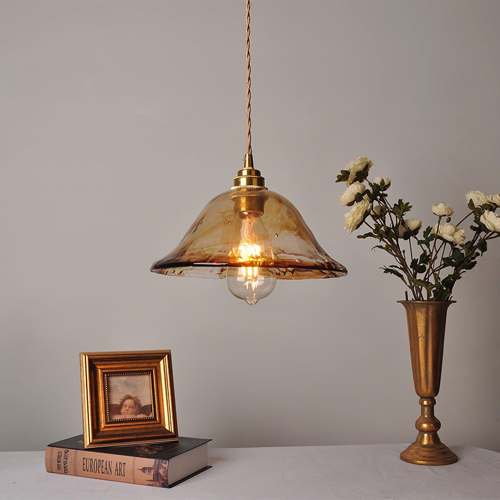 Vintage Brown Glass Pendant Light - Letslighting
