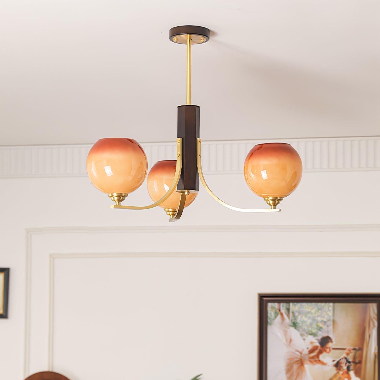 Aurora Chandelier Vintage Caramel Globe - Letslighting