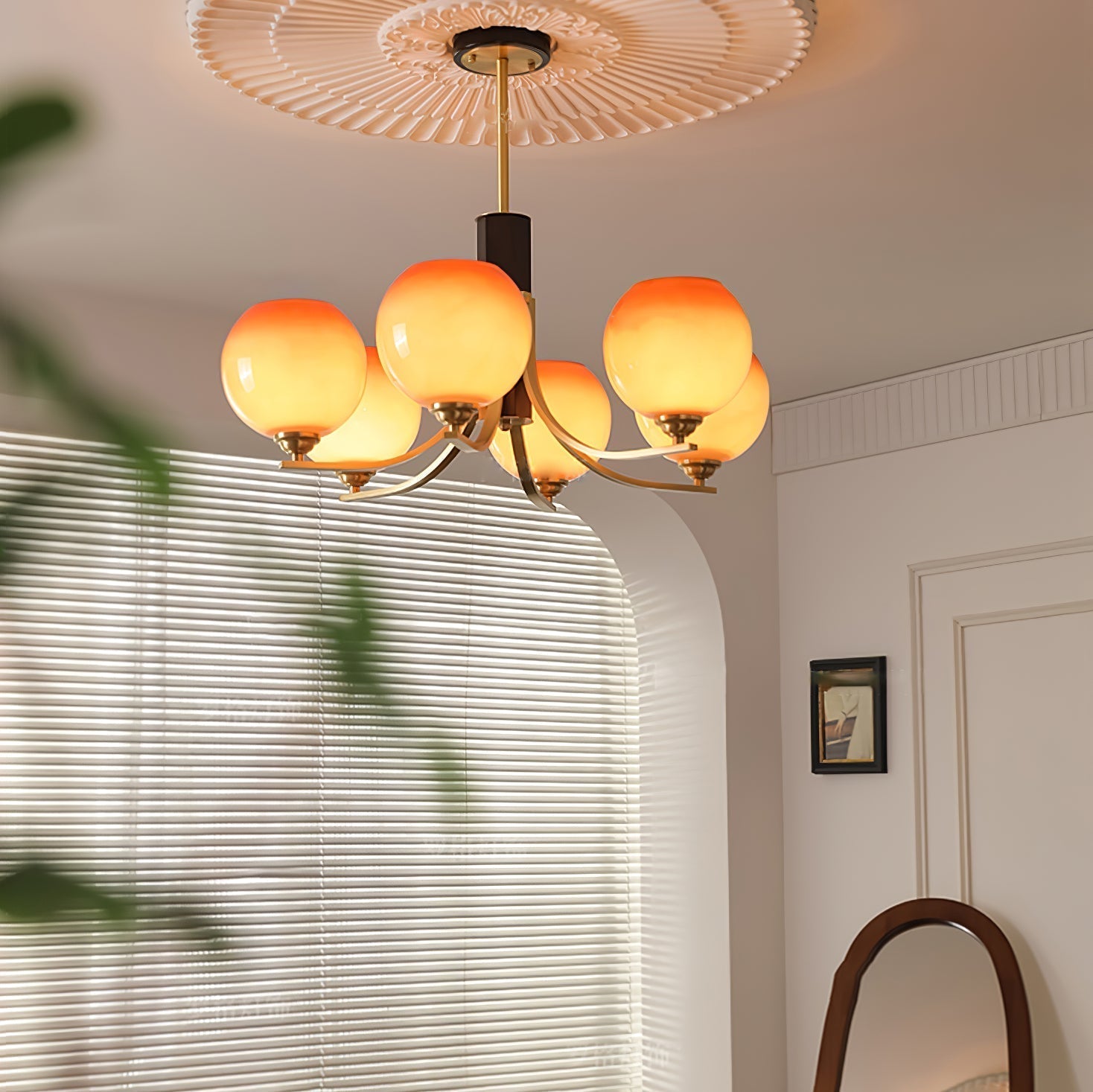 Aurora Chandelier Vintage Caramel Globe - Letslighting