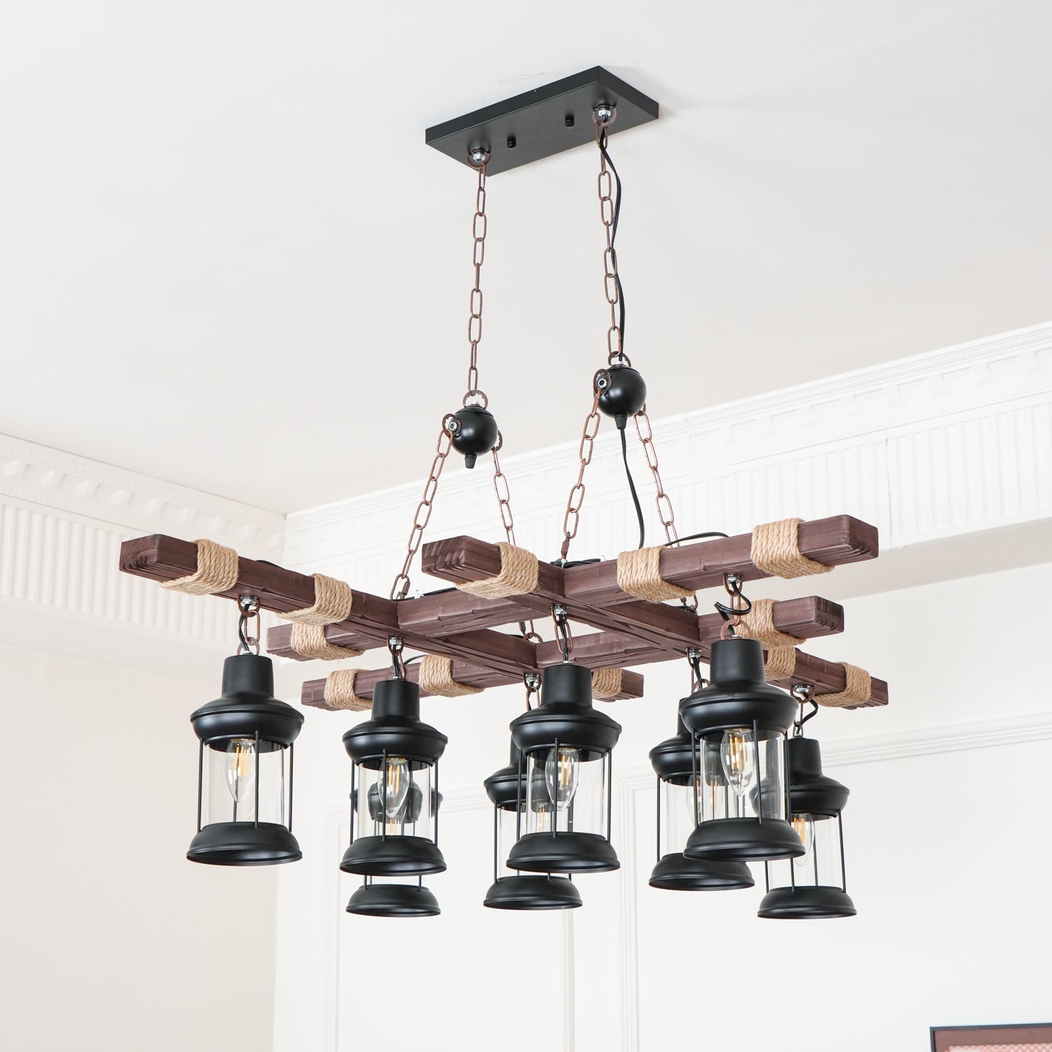 Vintage Wood Glass Chandeliers - Letslighting