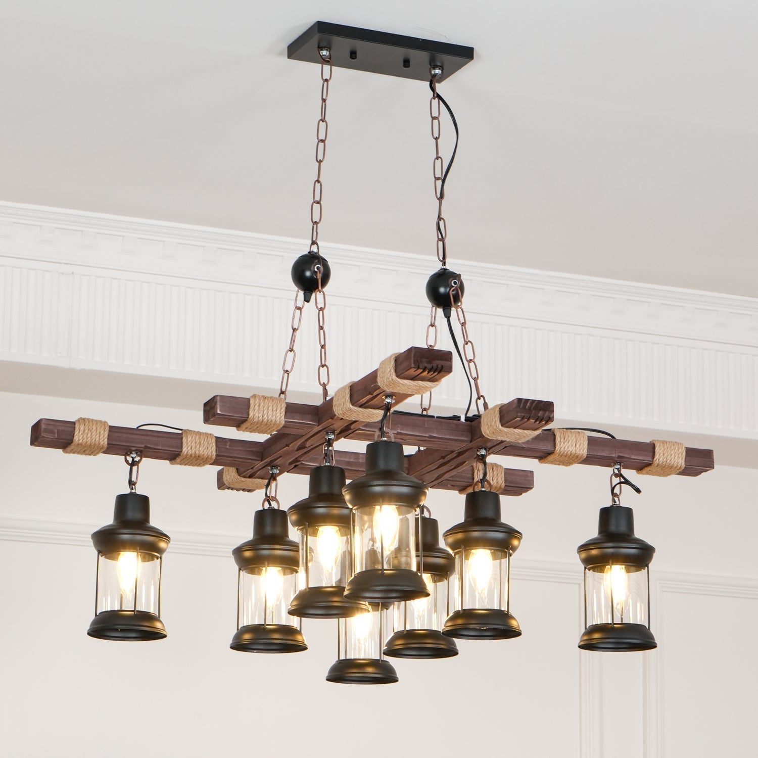 Vintage Wood Glass Chandeliers - Letslighting