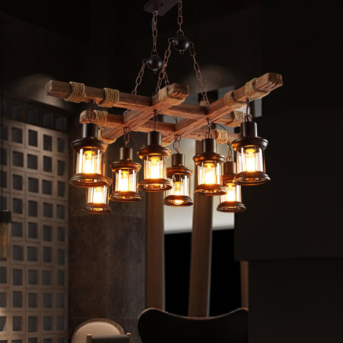 Vintage Wood Glass Chandeliers - Letslighting