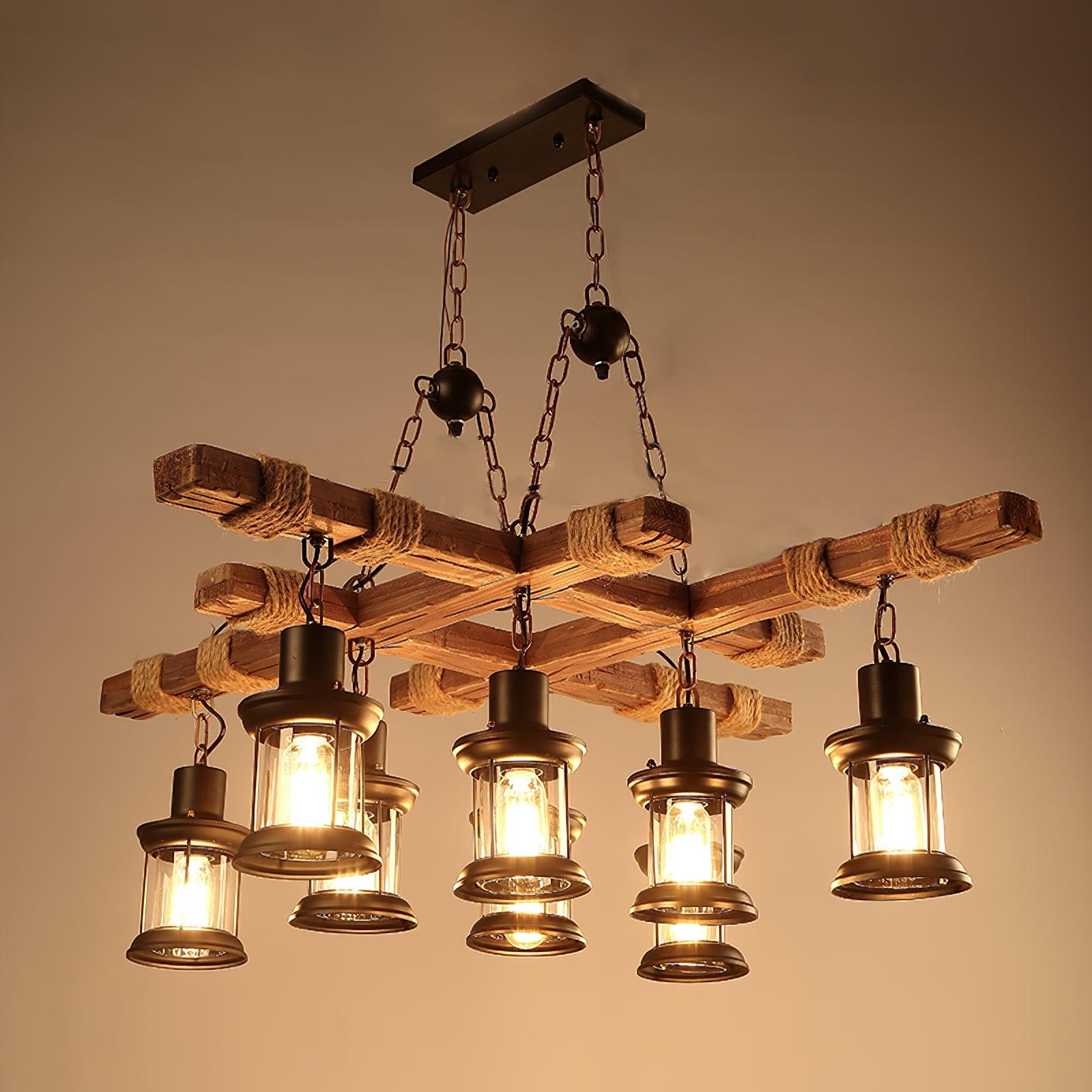 Vintage Wood Glass Chandeliers - Letslighting
