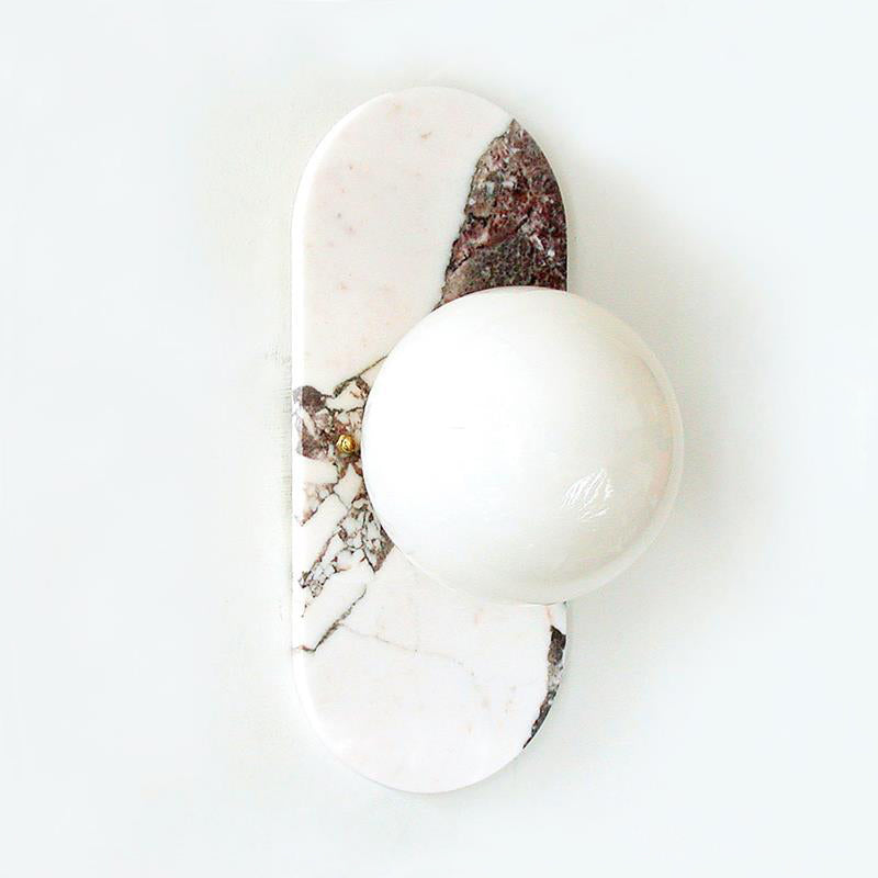 Evenara Modern Minimalist Oval Marble Glass Wall Lamp - Lamp Copper