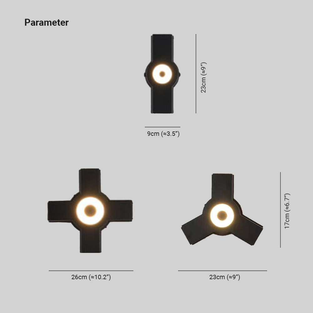 Ray Industrial LED Geométrico Metal/Acrílico Aplique de Pared Negro