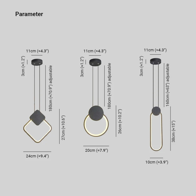 Arisha Minimalista Anillo Metal/Acrílico LED Lámpara Colgante Negra