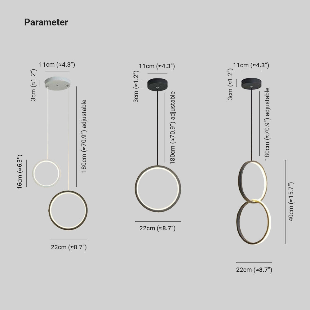 Arisha Minimalista Anillo Metal/Acrílico LED Lámpara Colgante Negra