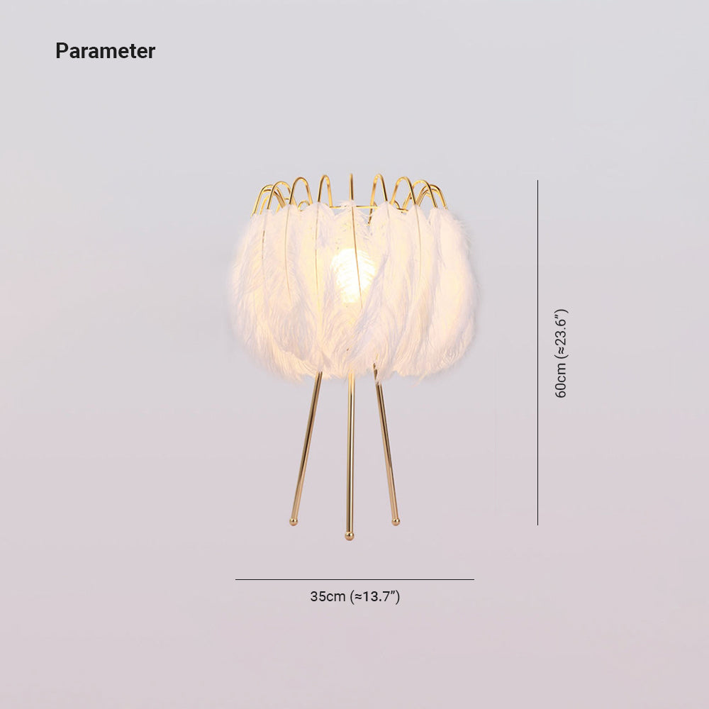 O'Moore Moderna Diseño Metal/Pluma Lámpara de Pie Dorada