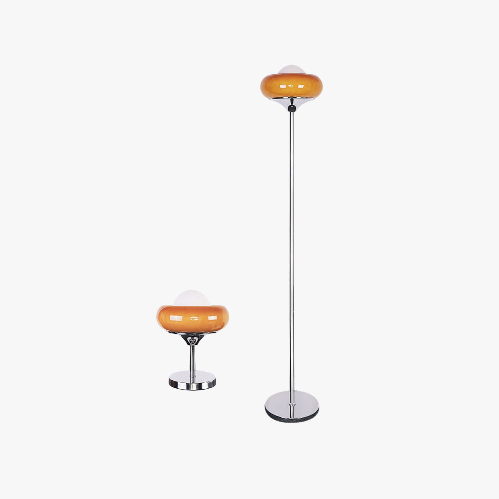 Mira Moderna Simple Metal/Vidrio LED Lámpara de Pie, Naranja