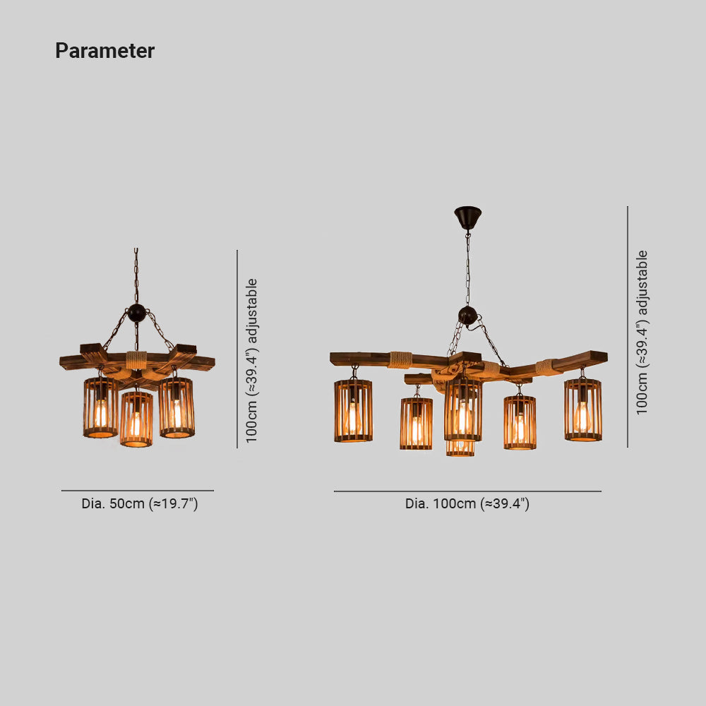 Epoch Retro LED Lámparas de araña Madera Comedor/Salón/Bar