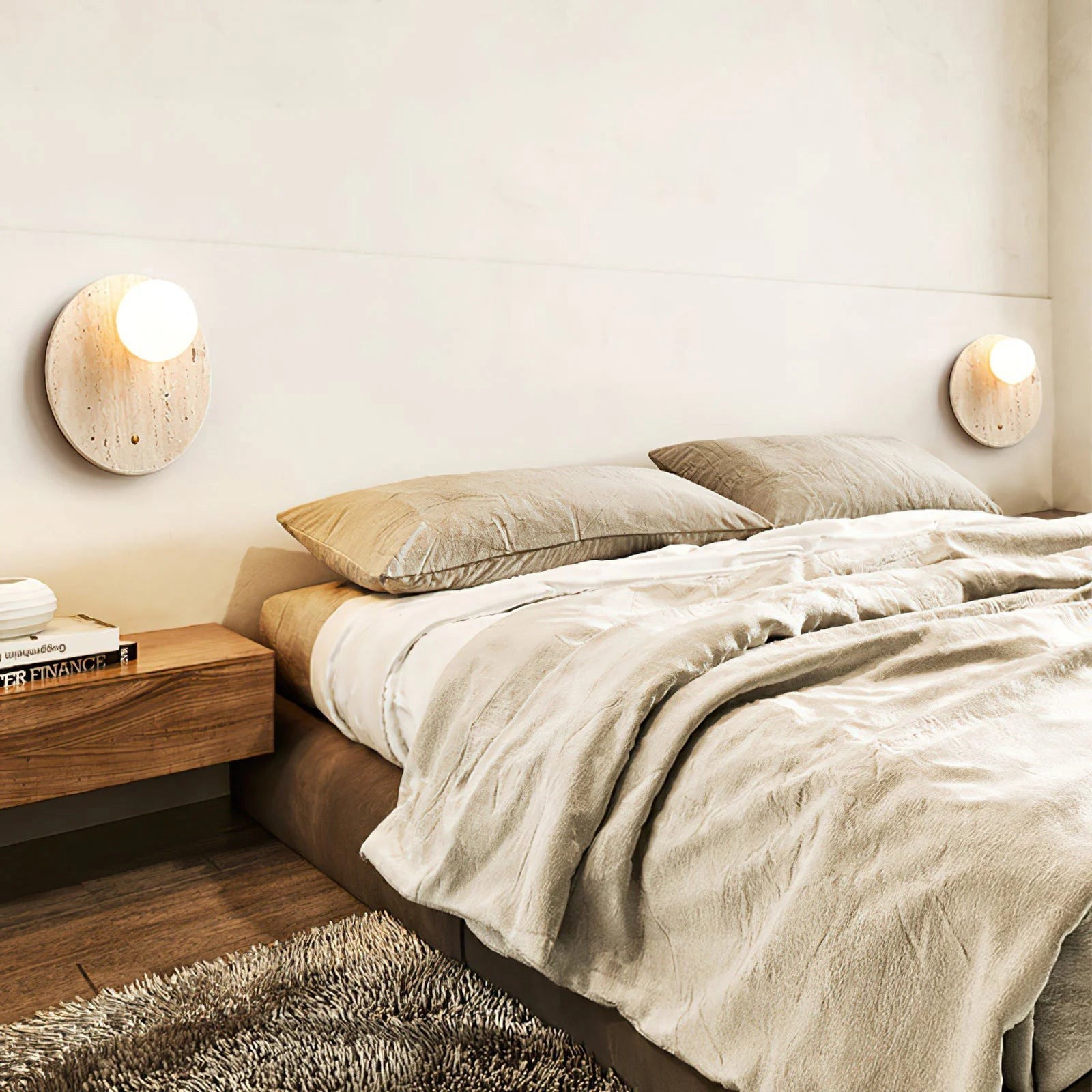 Alcareth Modern Minimalist Wabi Travertine Wall Lamp - Lamp Copper
