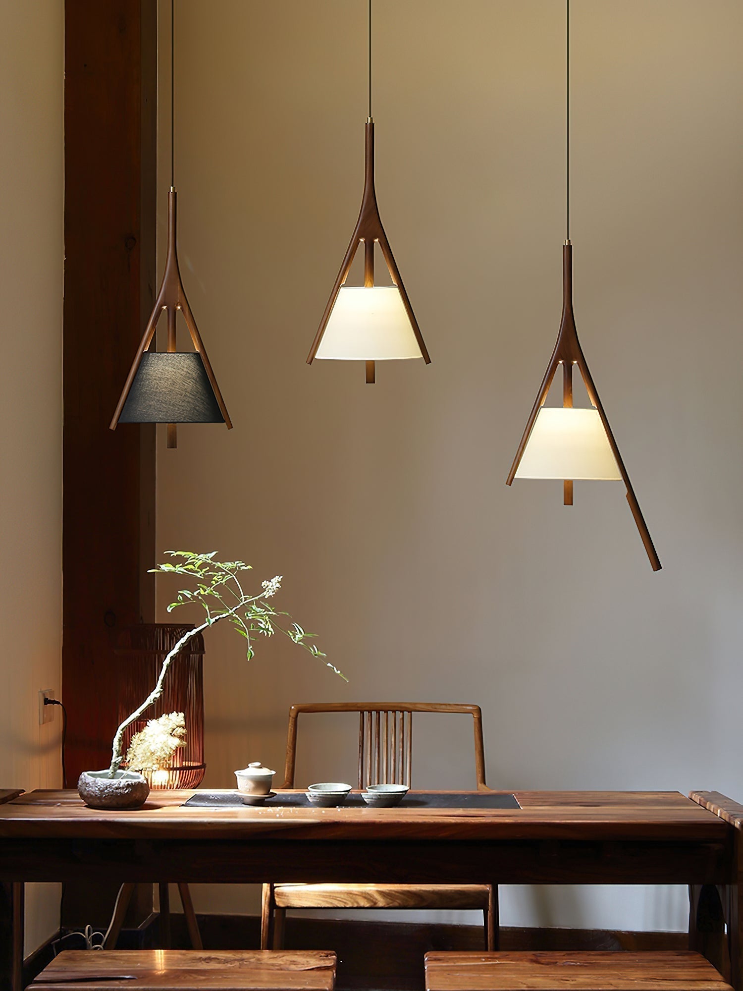 Zovenarae Triangular Wood Pendant Light - Letslighting