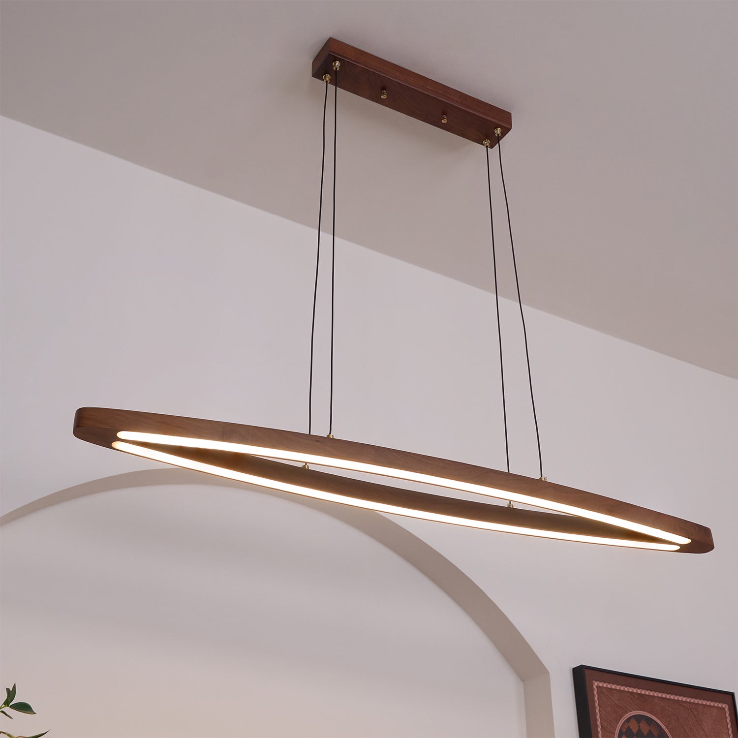 Walnut Arc Linear Pendant Lamp - Letslighting