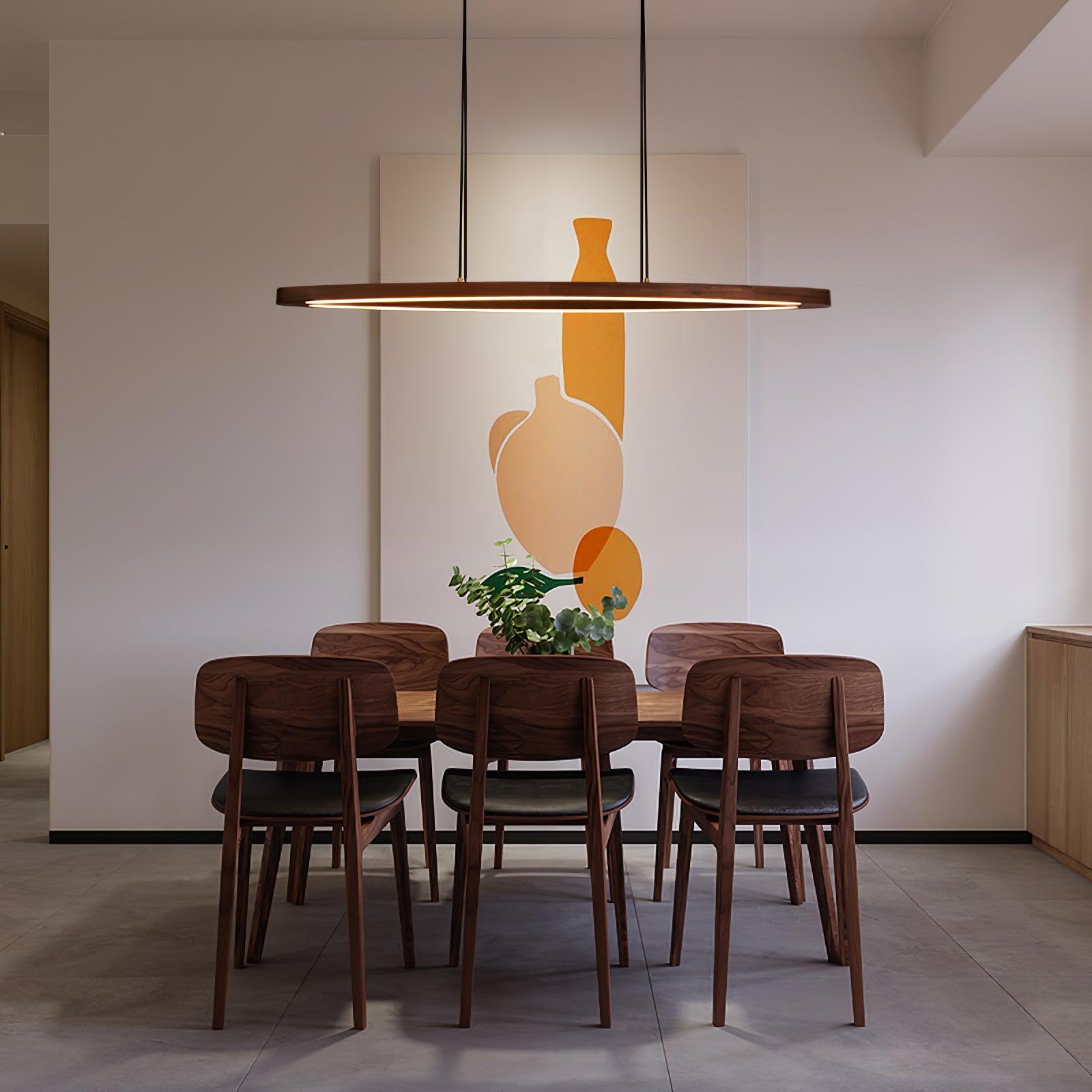 Walnut Arc Linear Pendant Lamp - Letslighting