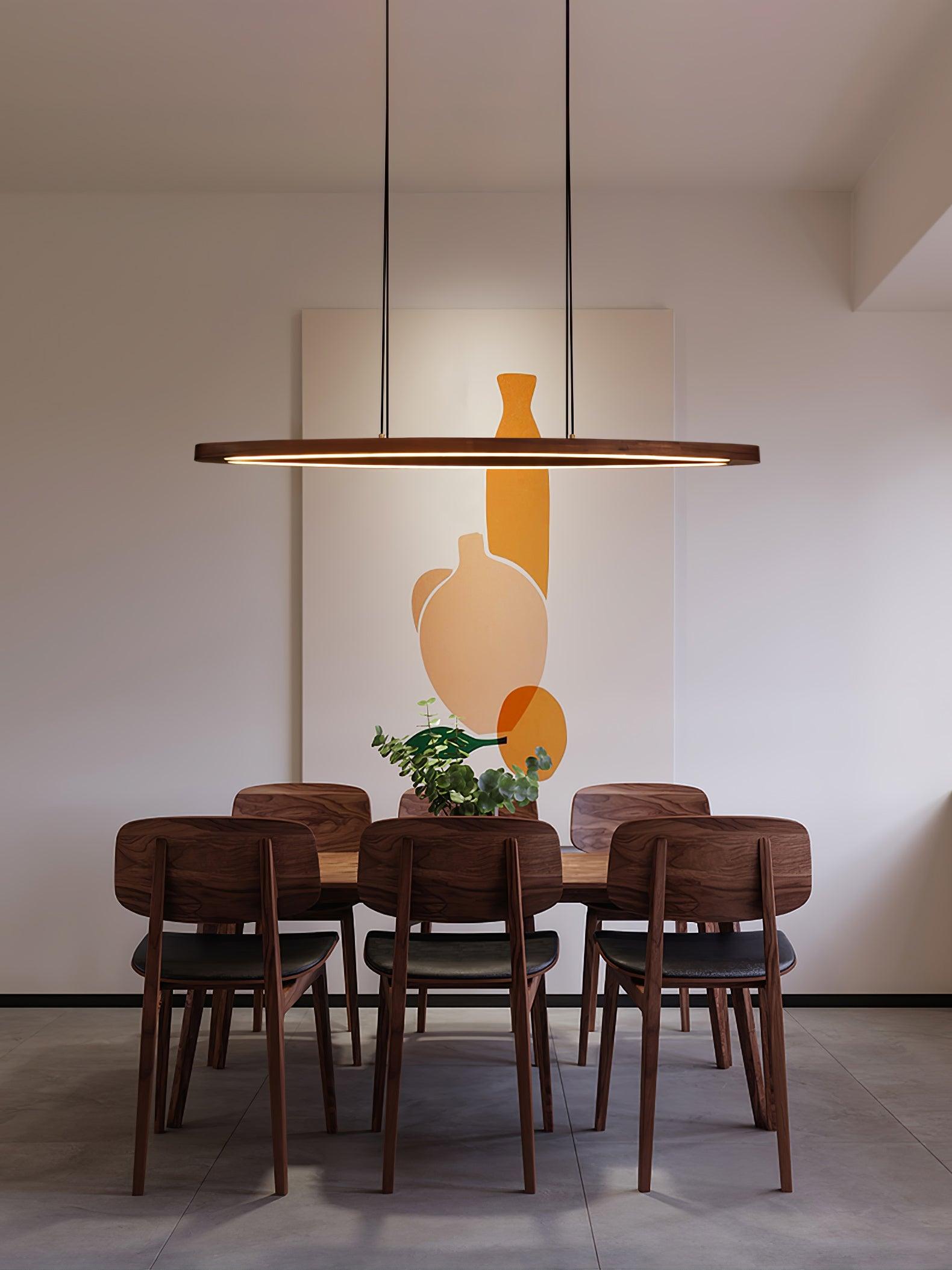 Walnut Arc Linear Pendant Lamp - Letslighting