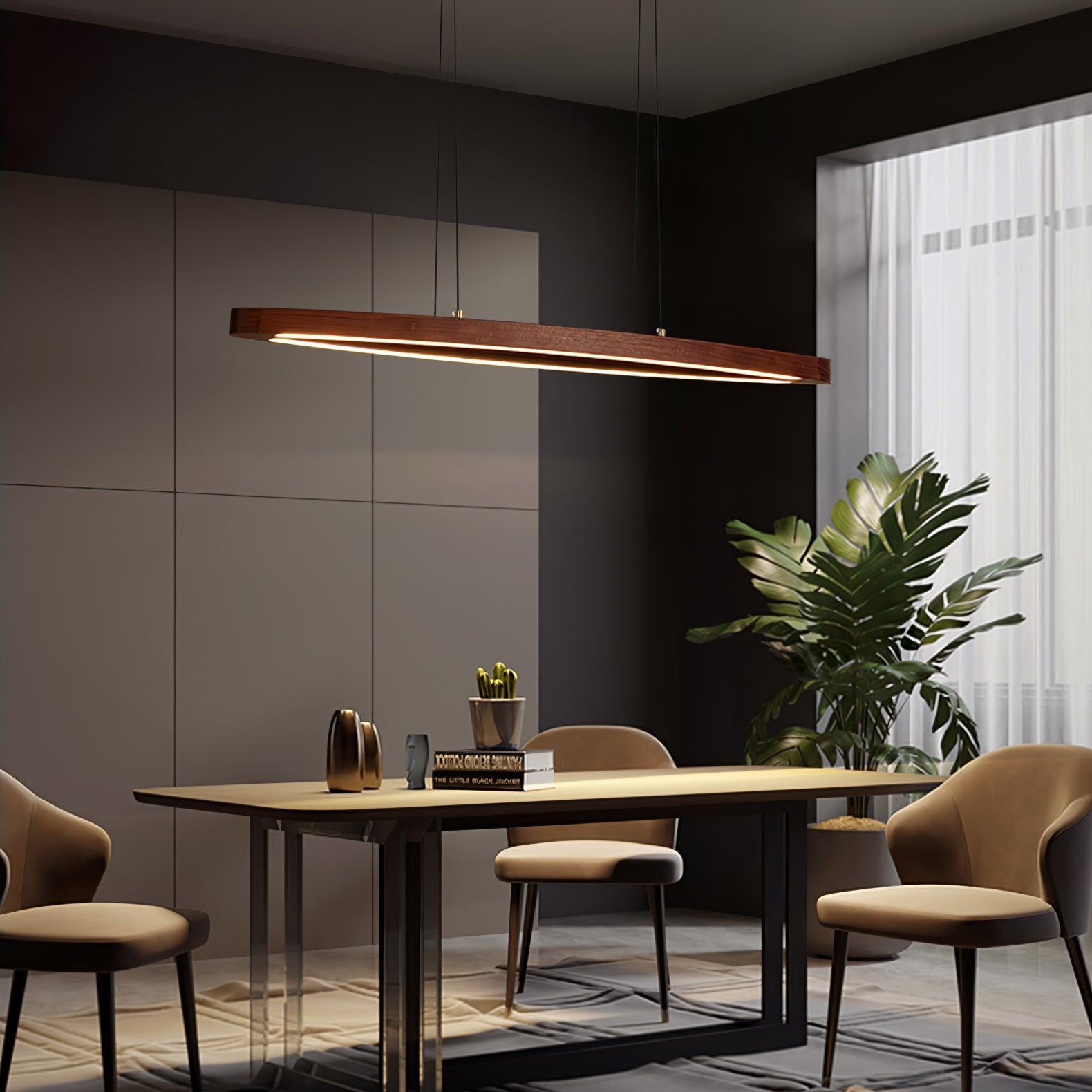 Walnut Arc Linear Pendant Lamp - Letslighting
