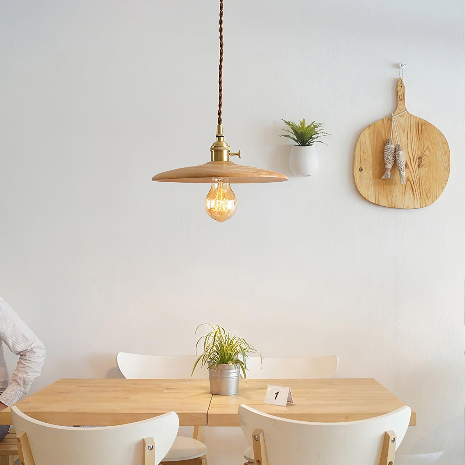 Walnut Conical Pendant Light - Letslighting