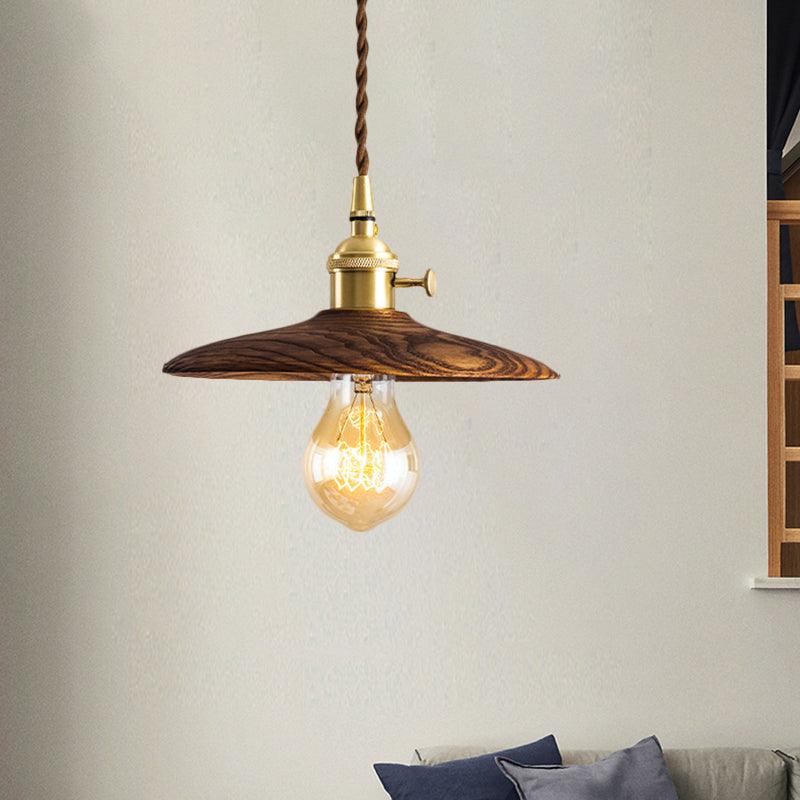 Walnut Conical Pendant Light - Letslighting