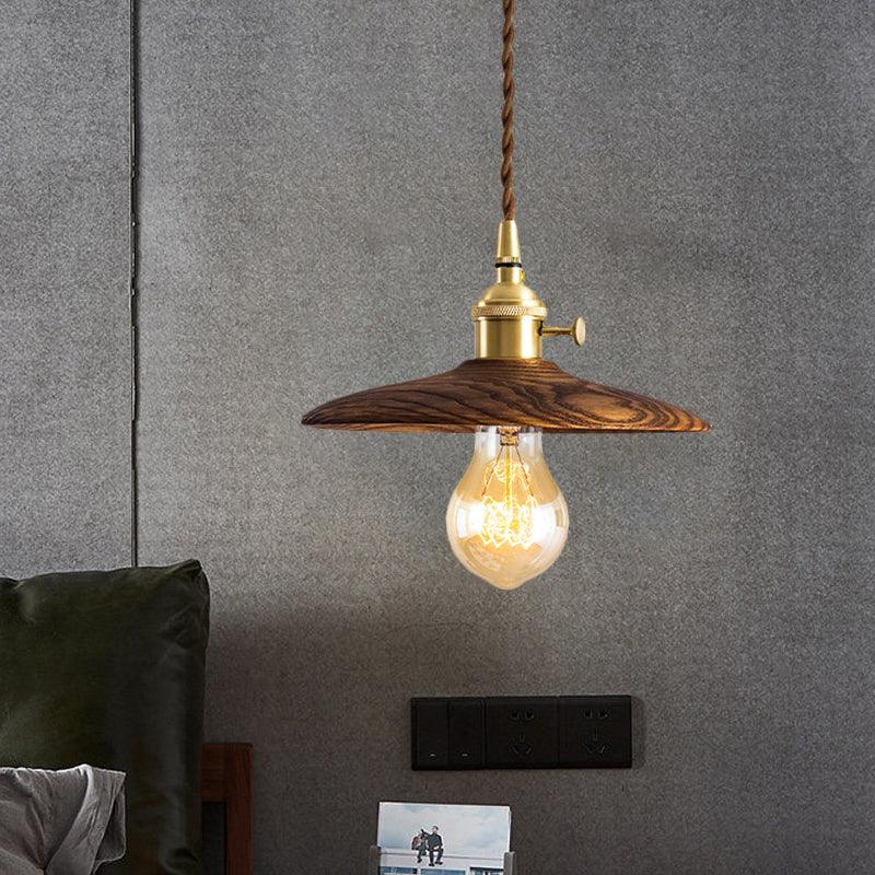 Walnut Conical Pendant Light - Letslighting