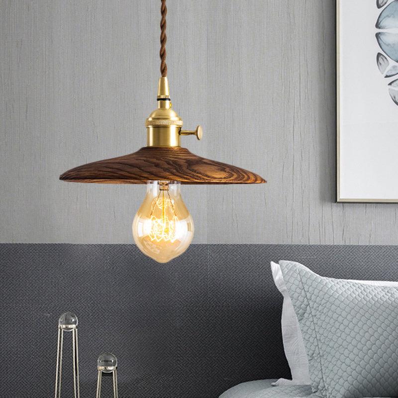 Walnut Conical Pendant Light - Letslighting